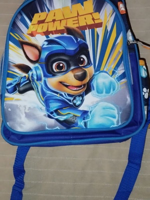 Preschool backpack, blue with Paw Power design