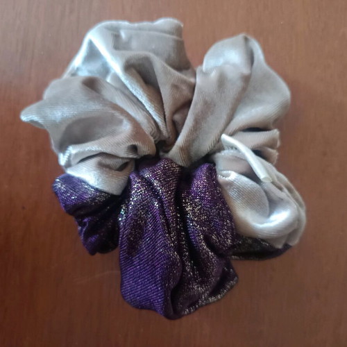 Scrunchie large new with velvet and gold thread