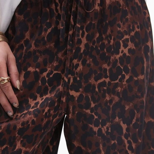 Topshop Leopard Print Satin Straight Leg Pants like new, XS