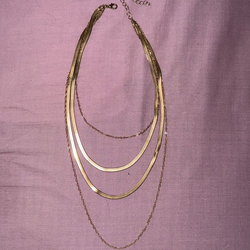 Necklace with four chains like new, stainless steel, gold tone