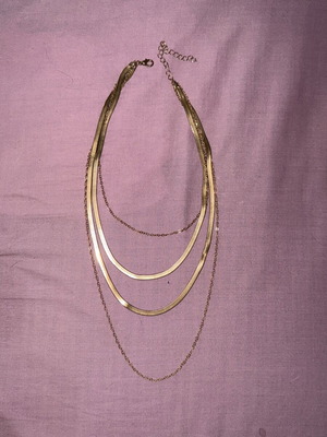 Necklace with four chains like new, stainless steel, gold tone