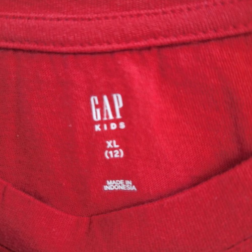Gap Kids long sleeve red top with shiny LOVE floral print, size 12-13