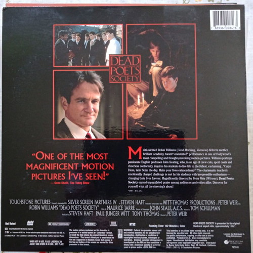 Dead Poets Society LaserDisc like new, drama