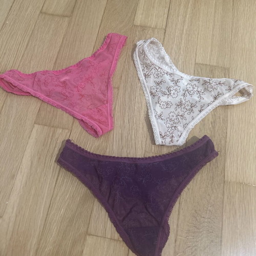 String panties new, pack of 3, S/M, beige and pink