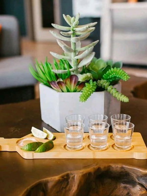 Wooden tequila serving tray new