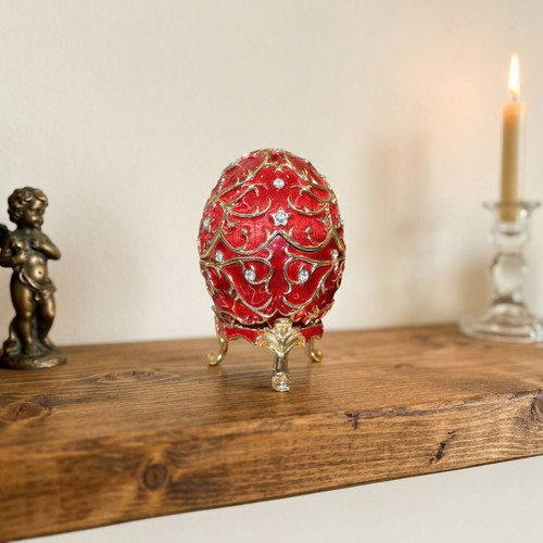 Decorative Egg gold, bronze & crystals, Queen Elizabeth II replica, new