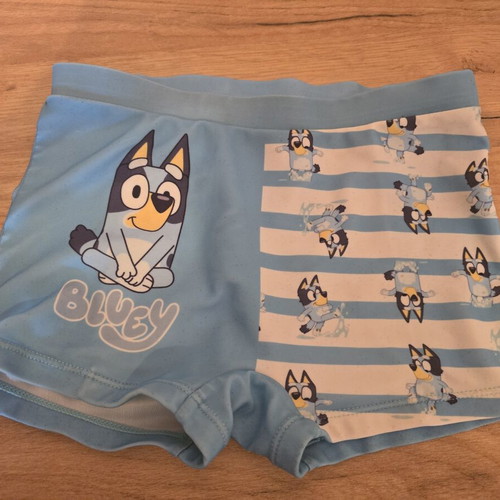 Boys' swim shorts, ages 4-6, blue and turquoise