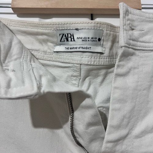 White denim jeans with fringes Zara like new, high waist, size XL