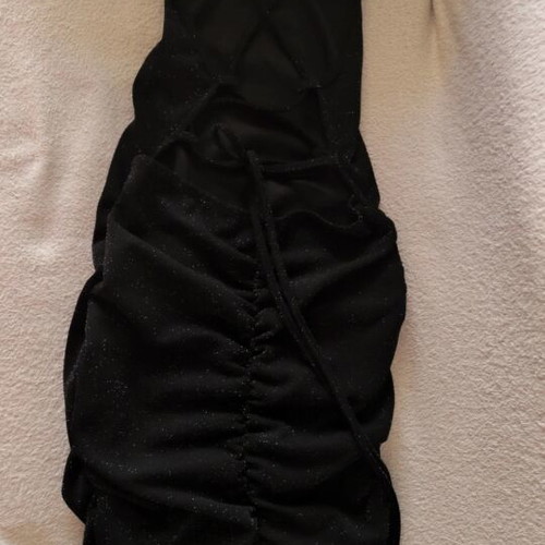 Women's black iridescent dress halter neckline adjustable length new