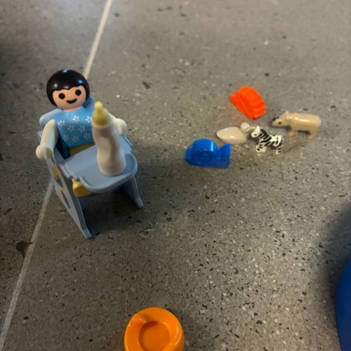 Playmobil babies set with high chair, bottle, toys, and play pool like new