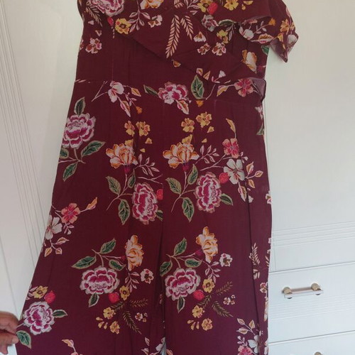 Bershka Floral One-Shoulder Jumpsuit Size L Like New