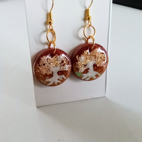 Tree of Life handmade earrings new, brown color