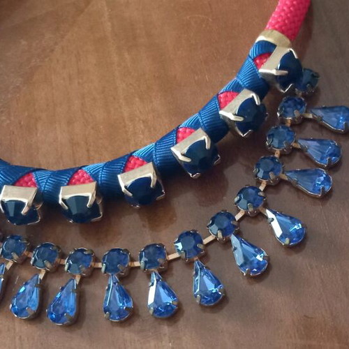 Handmade necklace new with stones and cord, unworn