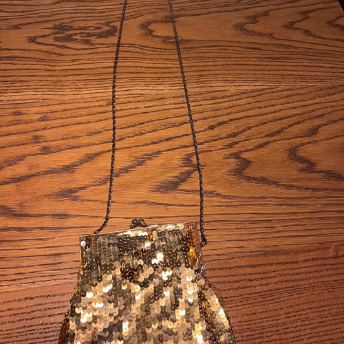 Evening bag used with gold sequins crossbody