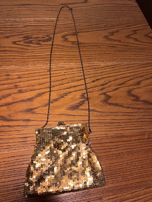 Evening bag used with gold sequins crossbody