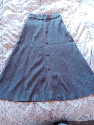 Gray ribbed high-waisted skirt new