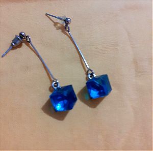 Σκουλαρίκια κρεμαστά με μπλε κρυστάλλους