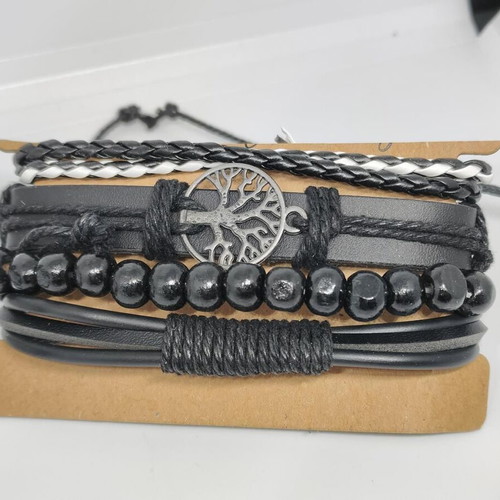SOKI Men's Watch and 4 Handmade Leather Bracelets Set new