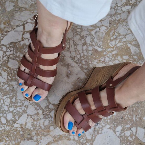 Estil leather platform sandals like new, size 38, brown