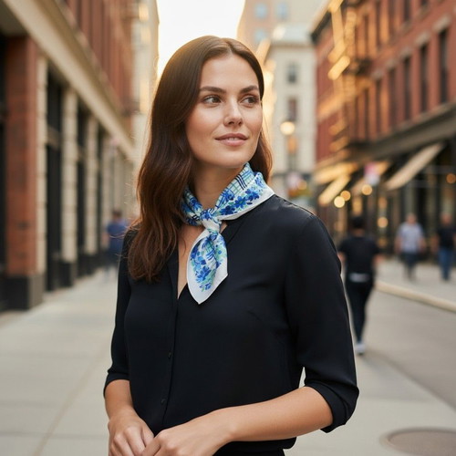 Burberry London Silk Scarf square blue turquoise floral used