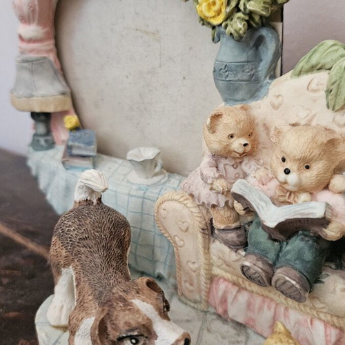 Ceramic children's photo frame like new with bear family design