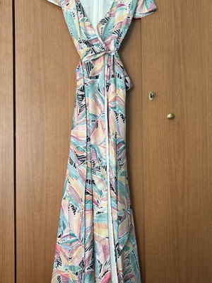 Maxi Wrap Dress with Colorful Tropical Print like new