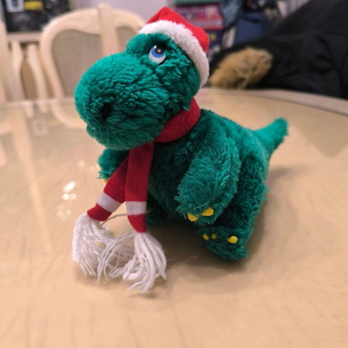 Plush Green Dinosaur with Scarf like new, children's toy