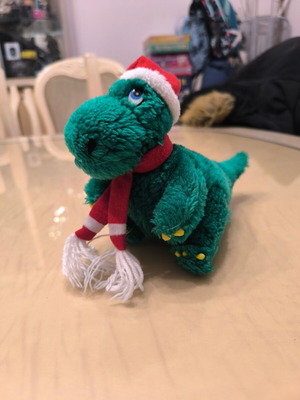 Plush Green Dinosaur with Scarf like new, children's toy