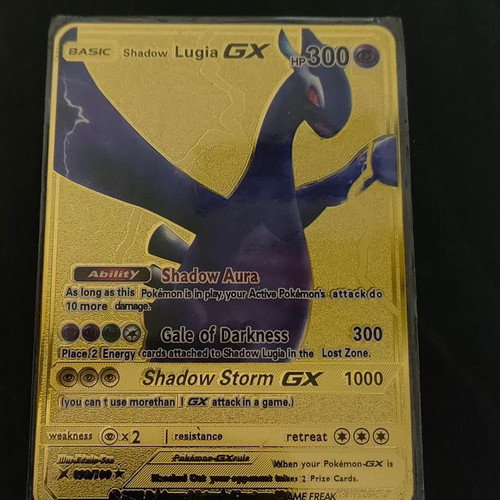 Shadow Lugia GX Pokemon Collector's Gold Metal Card like new