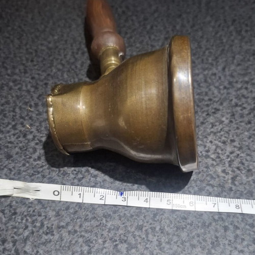 Brass cezve with wooden handle used, vintage Greek coffee pot