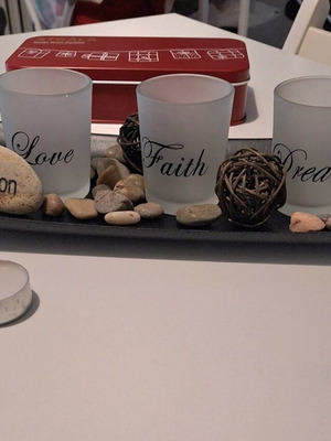 Decorative Love Faith Dream with tealight candle like new