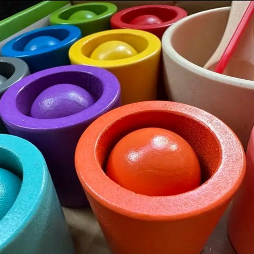 Educational wooden color sorting toy with beads new