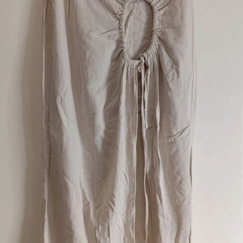 Linen midi skirt like new, beige, Pink Woman, size S