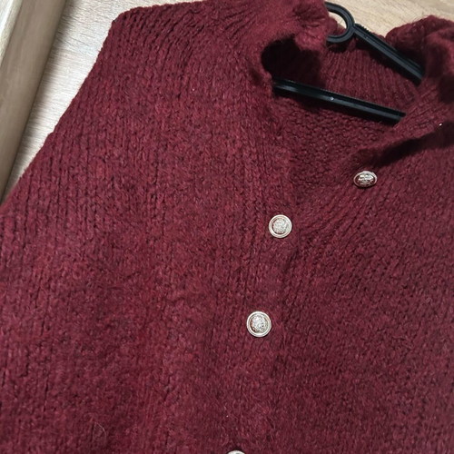 Thick cardigan with buttons and sleeve details like new, red