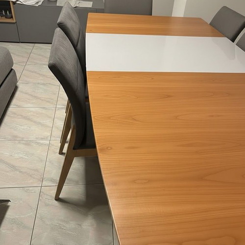 Eleni Natsi solid wood extendable dining table like new, cherry tone