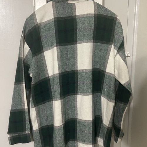 Plaid wool thin jacket like new, size medium, white and green