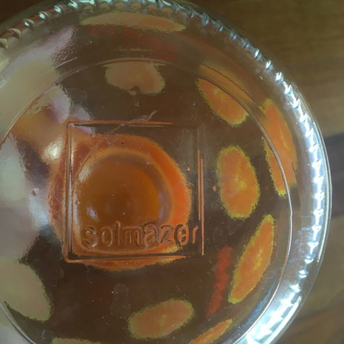Solmazer jug like new with orange pattern and plastic lid