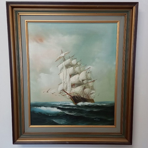 Oil painting with large frame 82×71 cm, signed artwork
