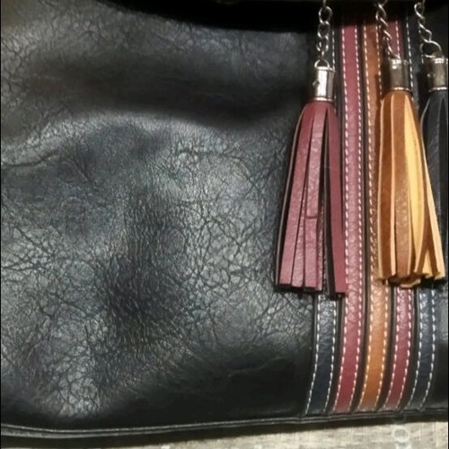 Backpack bag used, black, adjustable straps, faux leather