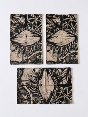 BOMBA ART artistic placemats set of 3, abstract expressionism