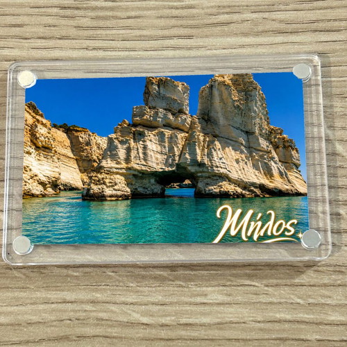 Acrylic fridge magnet 6x9cm, Milos, Greek summer collection