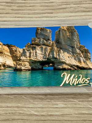 Acrylic fridge magnet 6x9cm, Milos, Greek summer collection