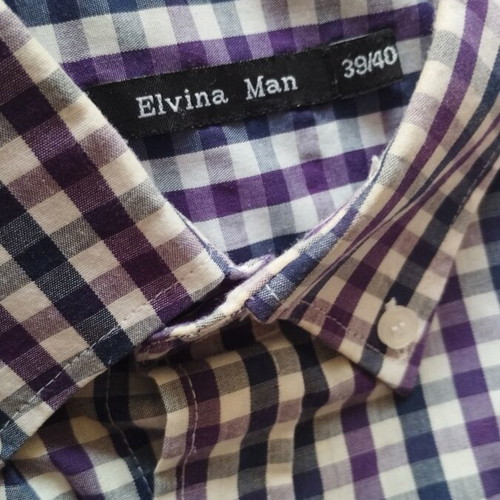 Elvina Man men's checkered shirt M/L, purple blue white
