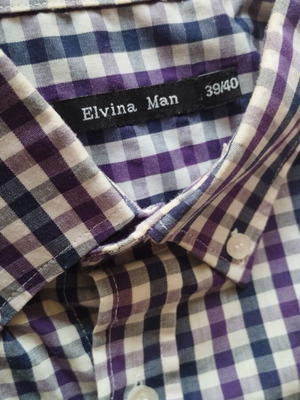 Elvina Man men's checkered shirt M/L, purple blue white