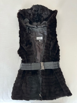 Apel Leather Vest With Fur Like New Black Size M