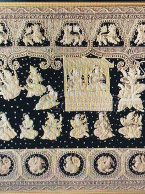 Burmese embroidered textile painting like new, height one and a half meter