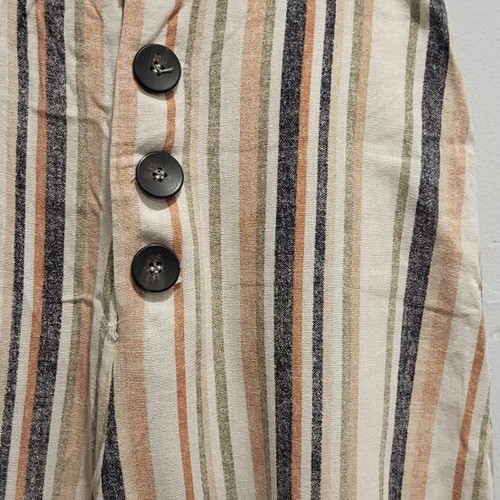 Stradivarius wide-leg striped linen pants like new, beige