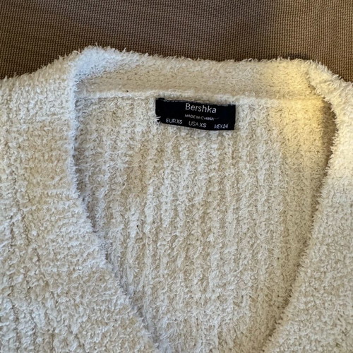 Bershka women's knitted cardigan like new, white