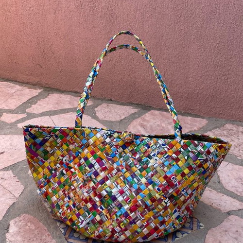 Handmade bag from magazine unused