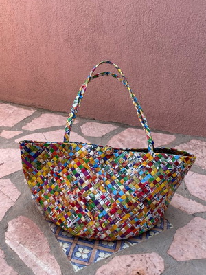 Handmade bag from magazine unused